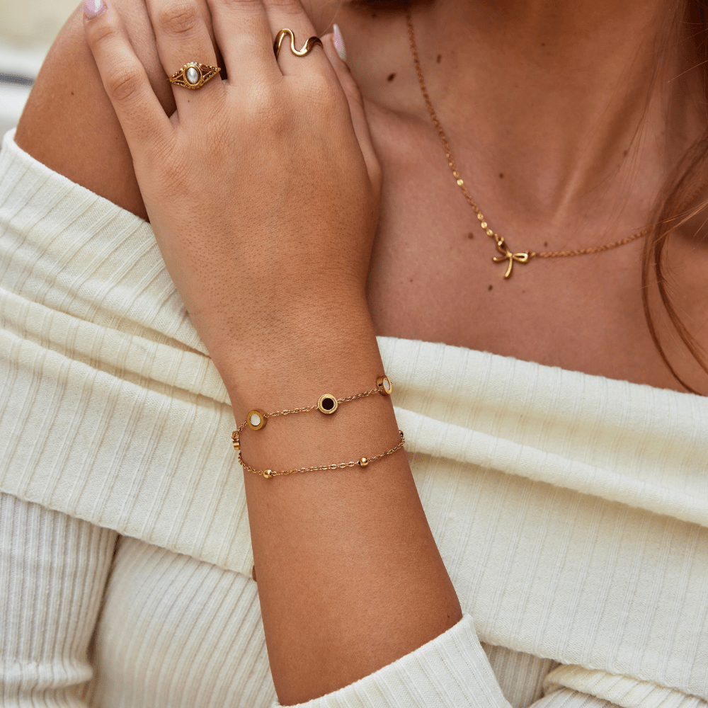 Pulsera de Piedra Onix y Blanca